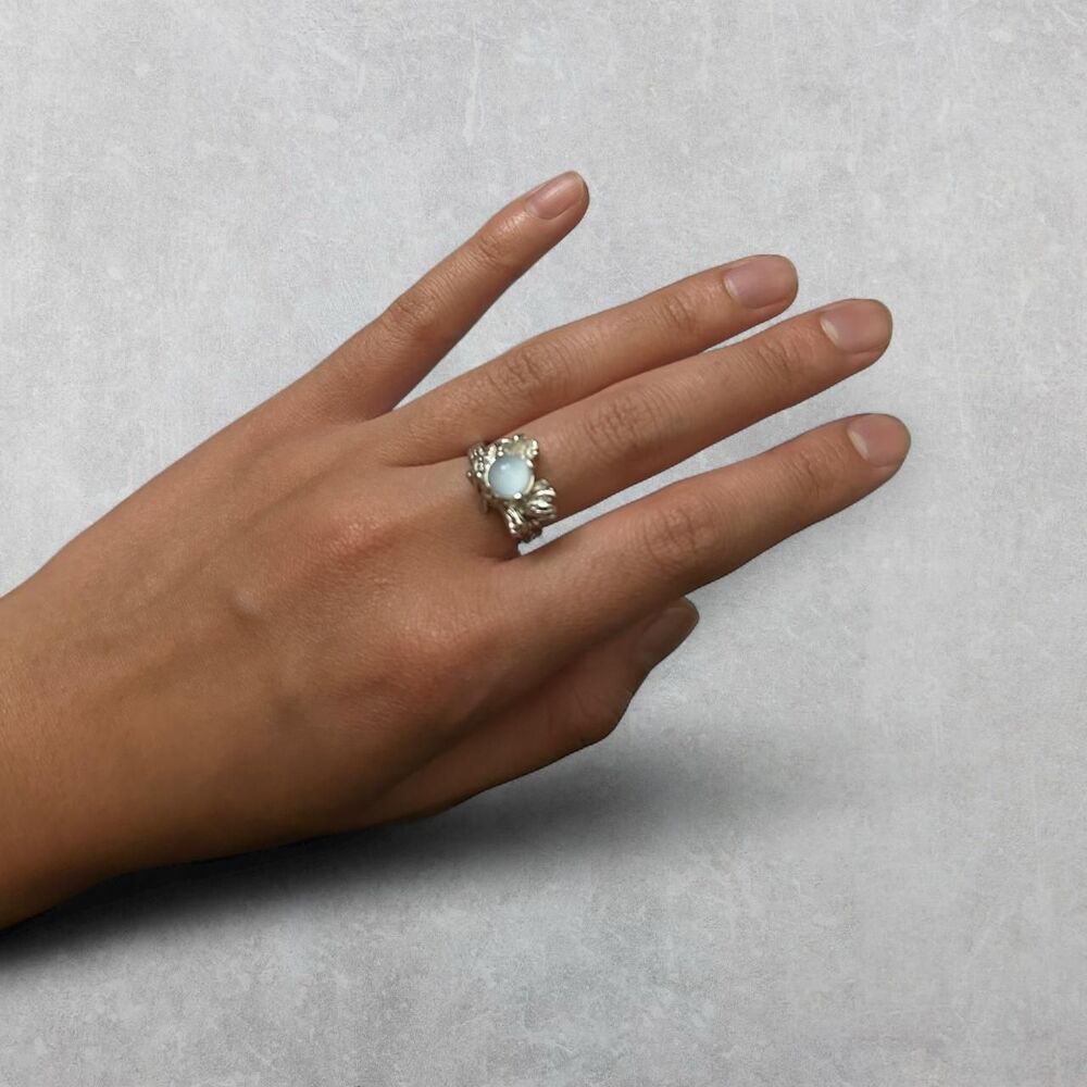 Chunky Silver Ring with Moonstone